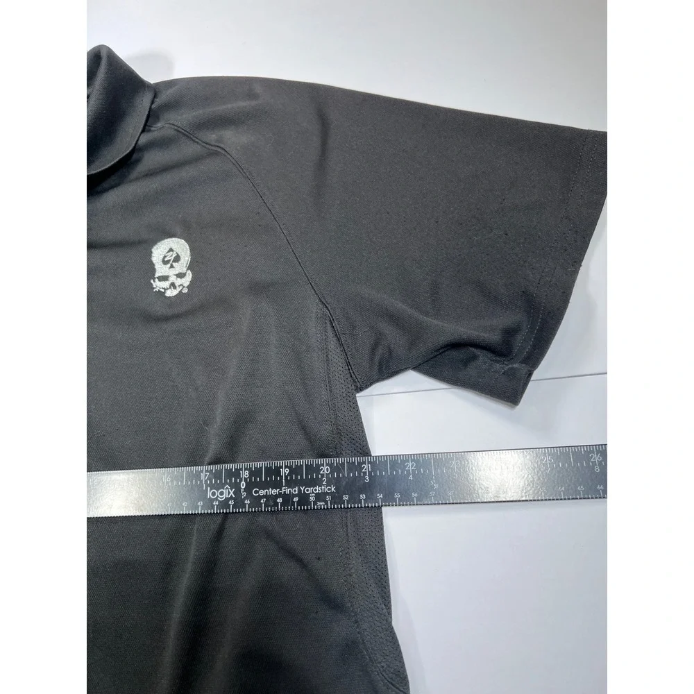 Zero Foxtrot Polo Shirt Men XL Black Skull Spade Logo Performance Tactical Short